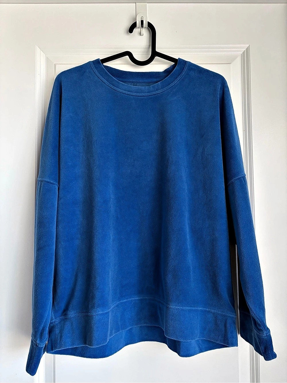 Aerie Blue Velour Oversized Crewneck Sweatshirt Size M